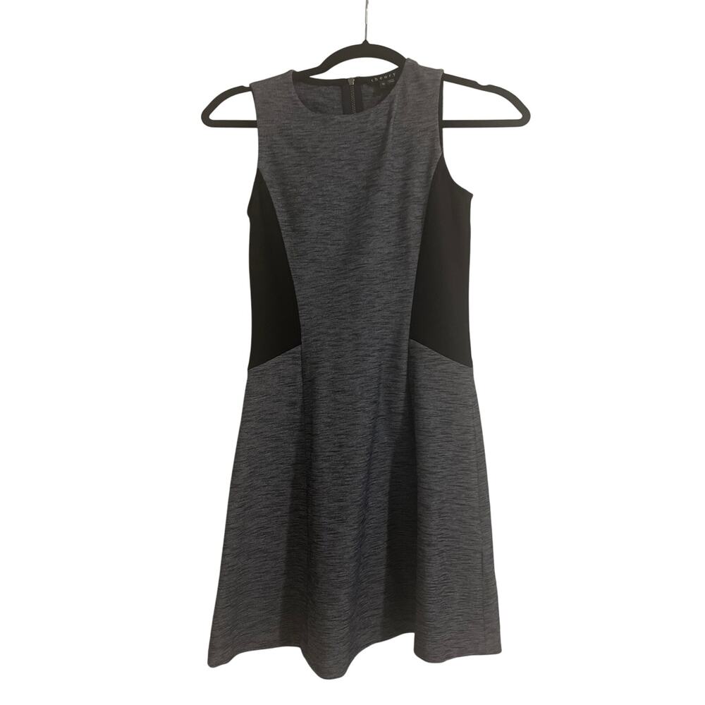 Theory‎ Heathered Gray/Black Fit and Flare Mini Dress - Size 00